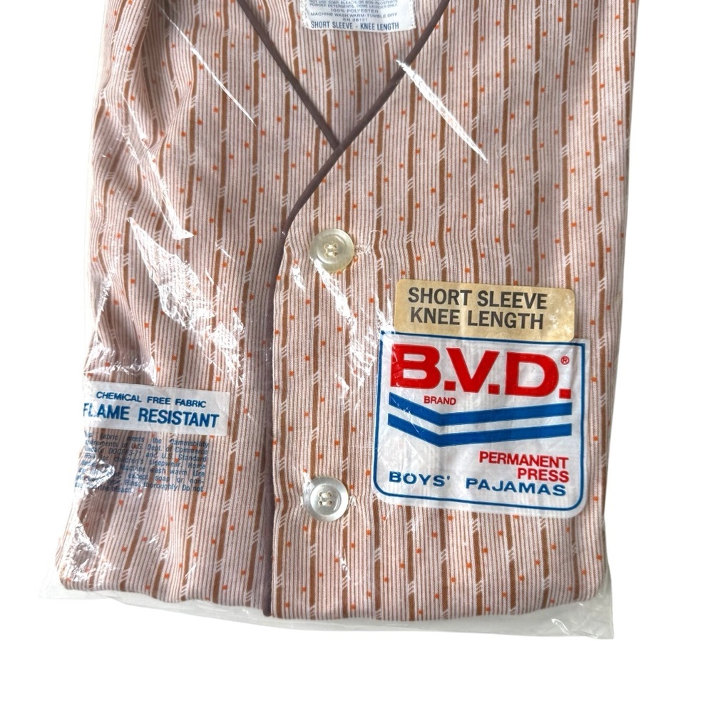 Vintage BVD Flame‑Resistant Permanent‑Press Pajamas Boys Size 8 Orange / Brown - Picture 6 of 8